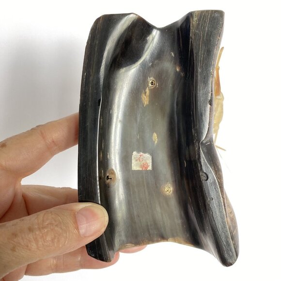 Crab Shrimp Lotus Hand Carved Animal Horn Sculpture Pen Holder Vintage Desk Set - Picture 15 of 16